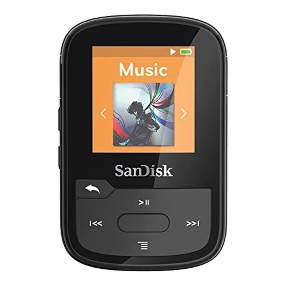 SanDisk 16GB Clip Sport Plus MP3 Player, Black - Bluetooth, LCD Screen, FM Radio